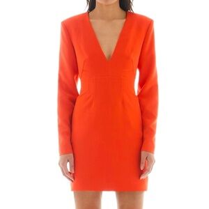 NWT Bright Red Flame Crepe Cocktail Mini Dress w/ Corset Seams